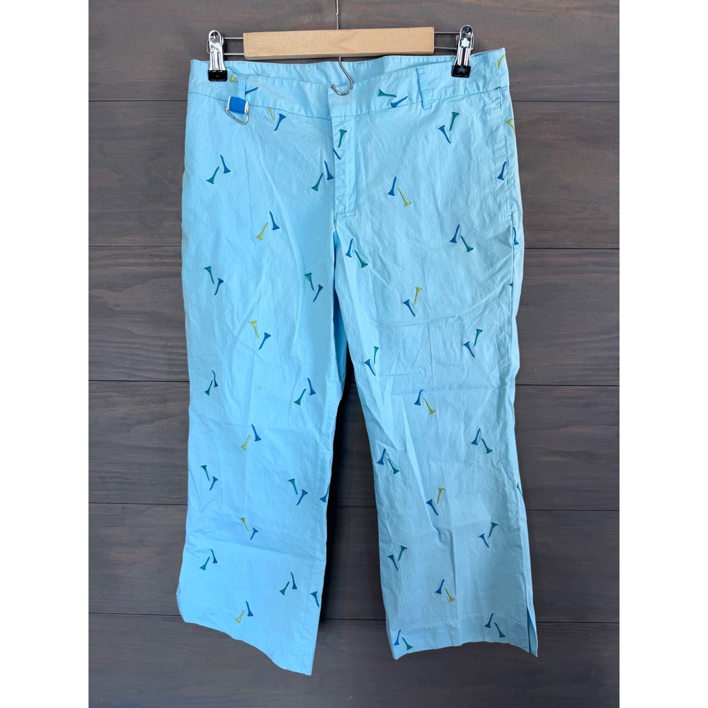 Lilly Pulitzer Light Blue Golf Tee Embroidered Capri Pants Cropped Trousers